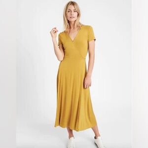 Banana Republic Mustard Wrap-Style Midi Dress
